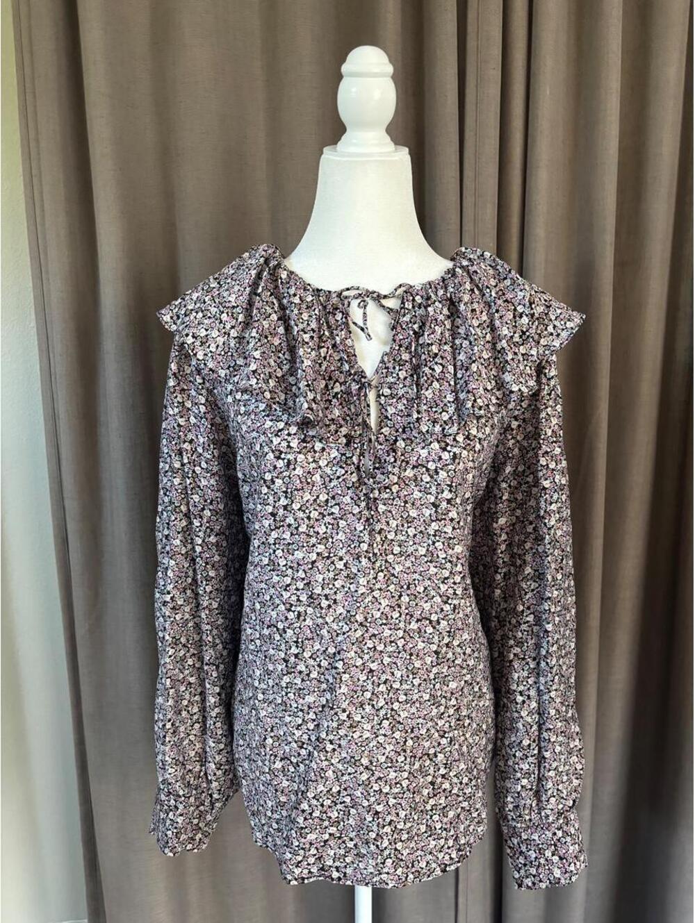 H&M Ditsy Floral Ruffle Peasant Blouse – XL